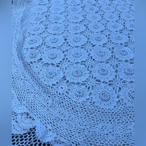 Crochet table cover hand made size 88x72 inches off white